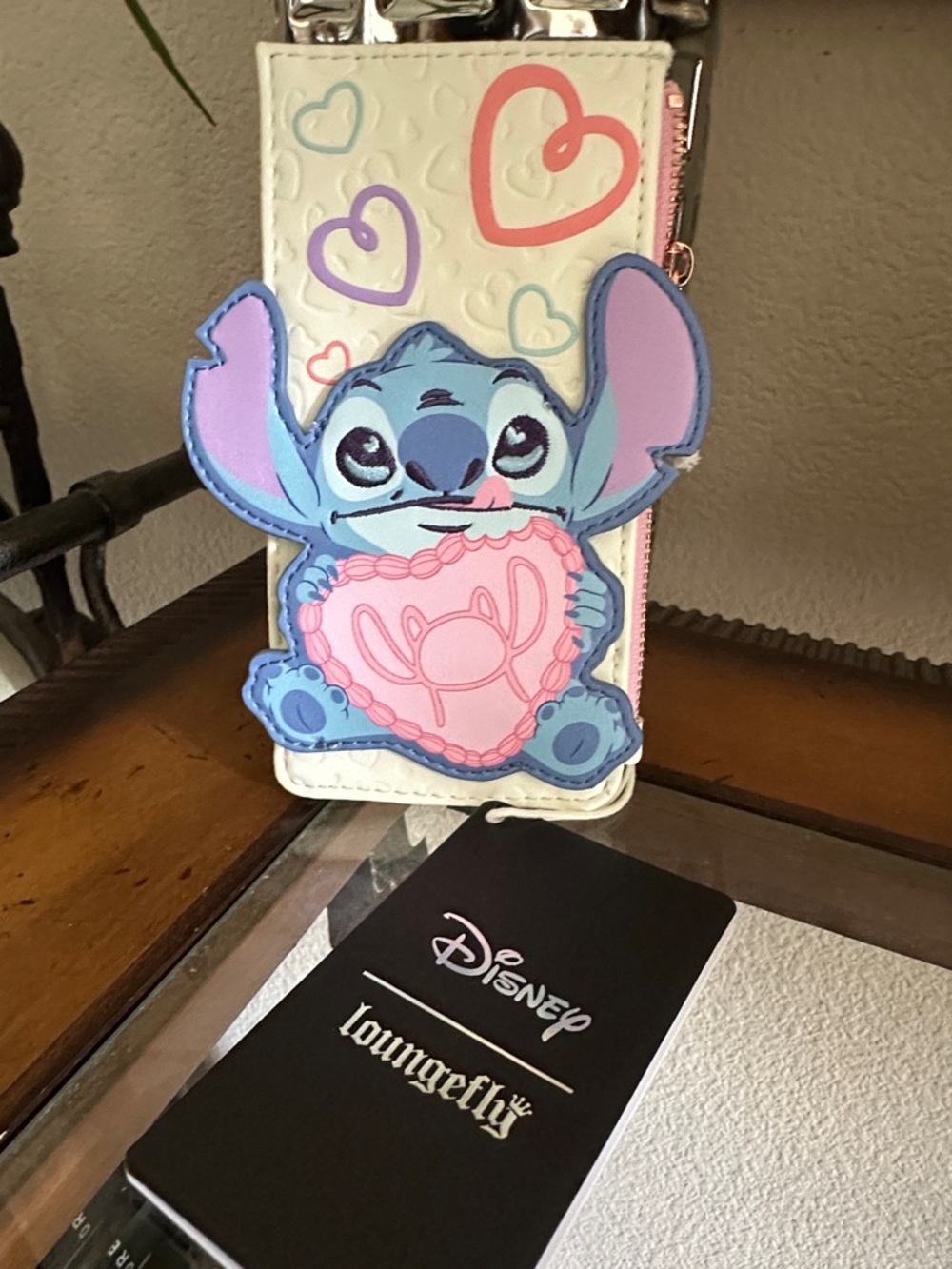 Loungefly Stitch Heart Wallet – White, Blue & Pink NWT